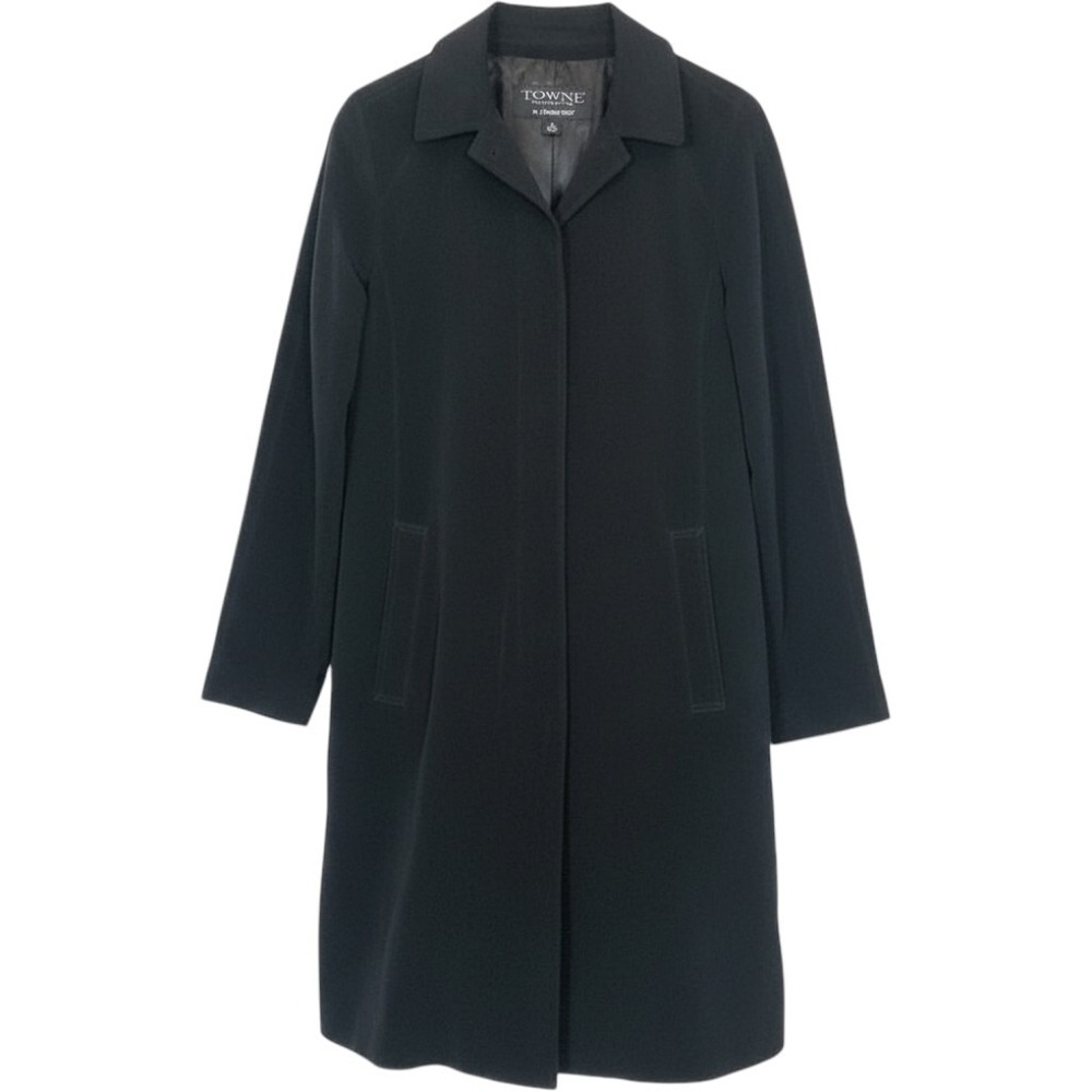 Vintage London‎ Fog Towne Collection Black Trench Jacket Womens Size S